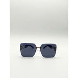 SVNX rimless oversized square sunglasses in black gold (British brand)