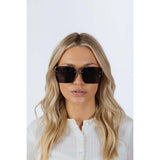 SVNX rimless oversized square sunglasses in black gold (British brand)
