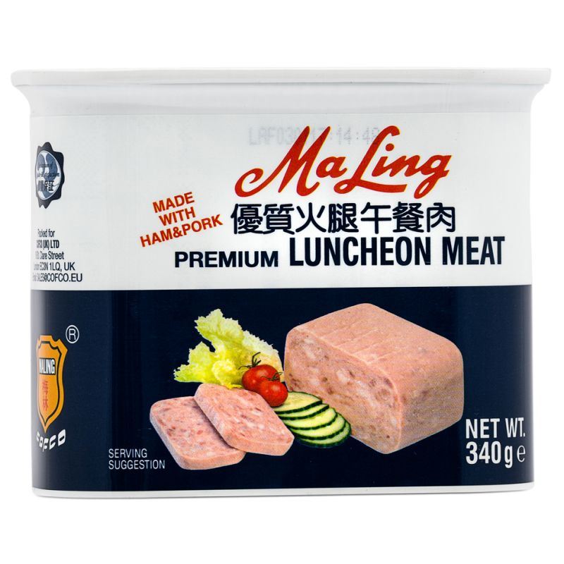 Ma Ling premium luncheon meat canned ham and pork (British brand)