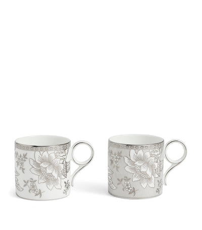 Harrods Wedgwood Silver Tonquin Bone China Mugs Set of 2 (330ml)- Buy online at McGrocer