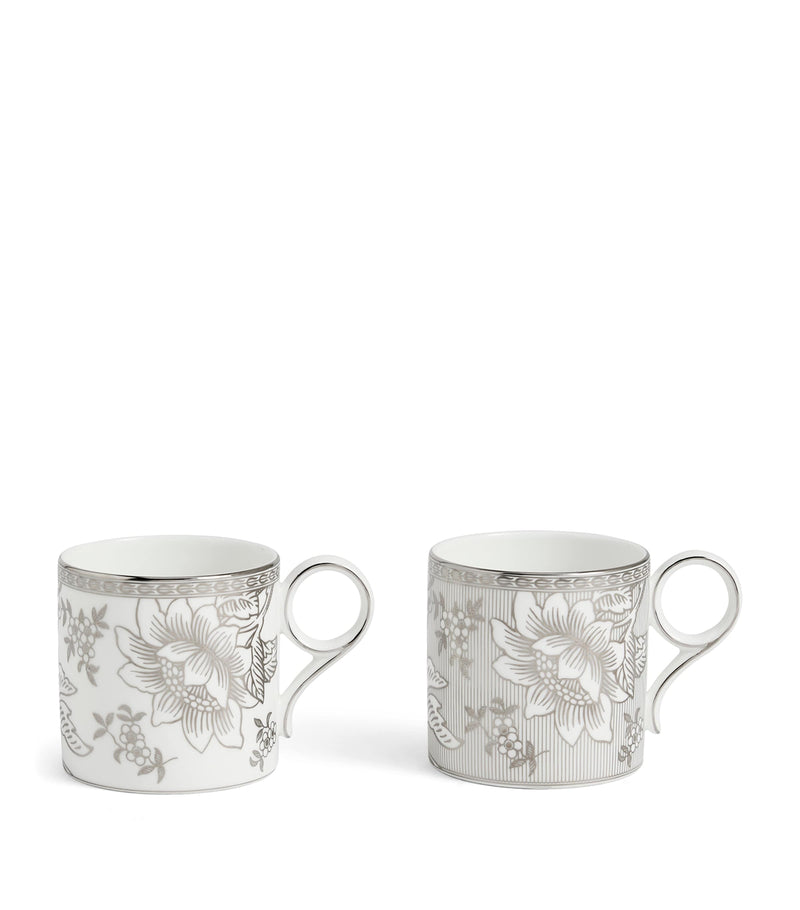 Wedgwood Silver Tonquin bone china mugs set of 2 330ml (British brand)
