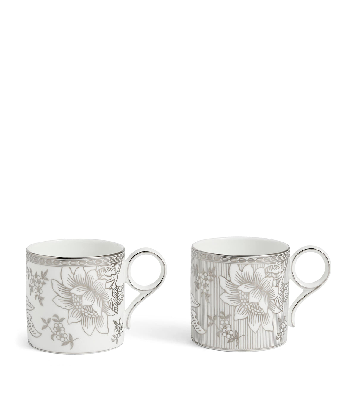 Wedgwood Silver Tonquin bone china mugs set of 2 330ml (British brand)