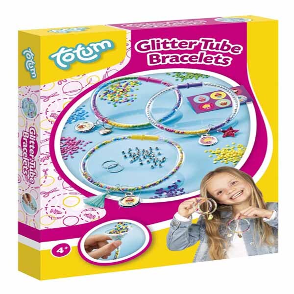 Totum Glitter Tube Bracelets craft kit with plastic diamonds, UK version