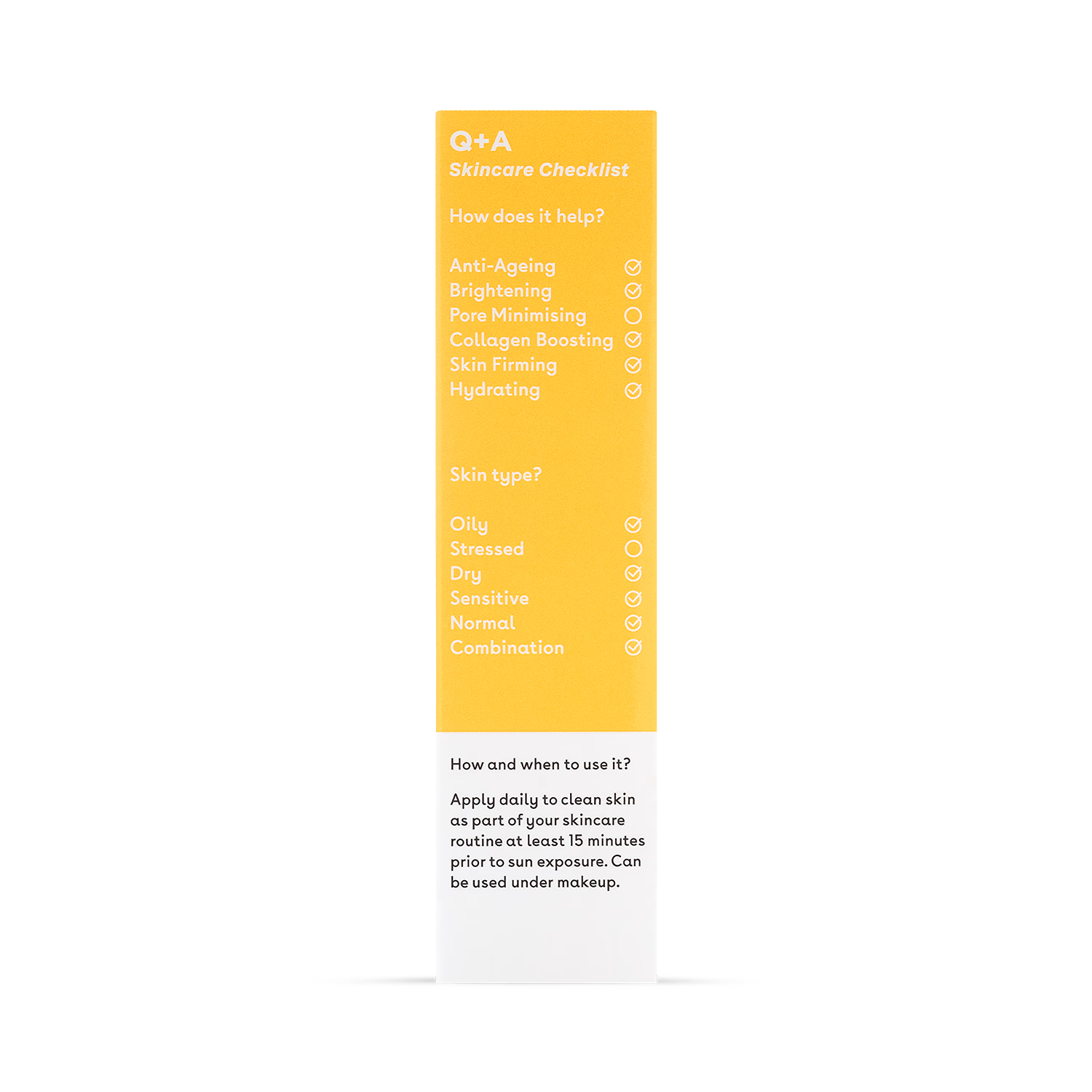 Q+A Peptide SPF50 anti-ageing daily facial sunscreen 50ml, UK version