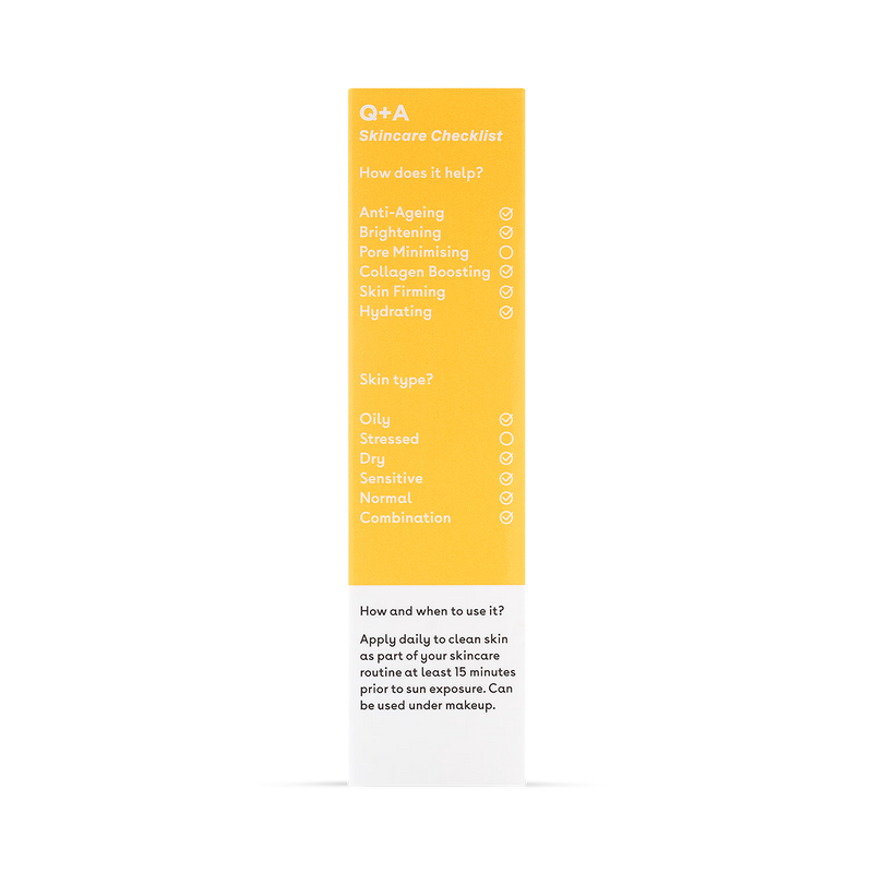 Q+A Peptide SPF50 anti-ageing daily facial sunscreen 50ml, UK version
