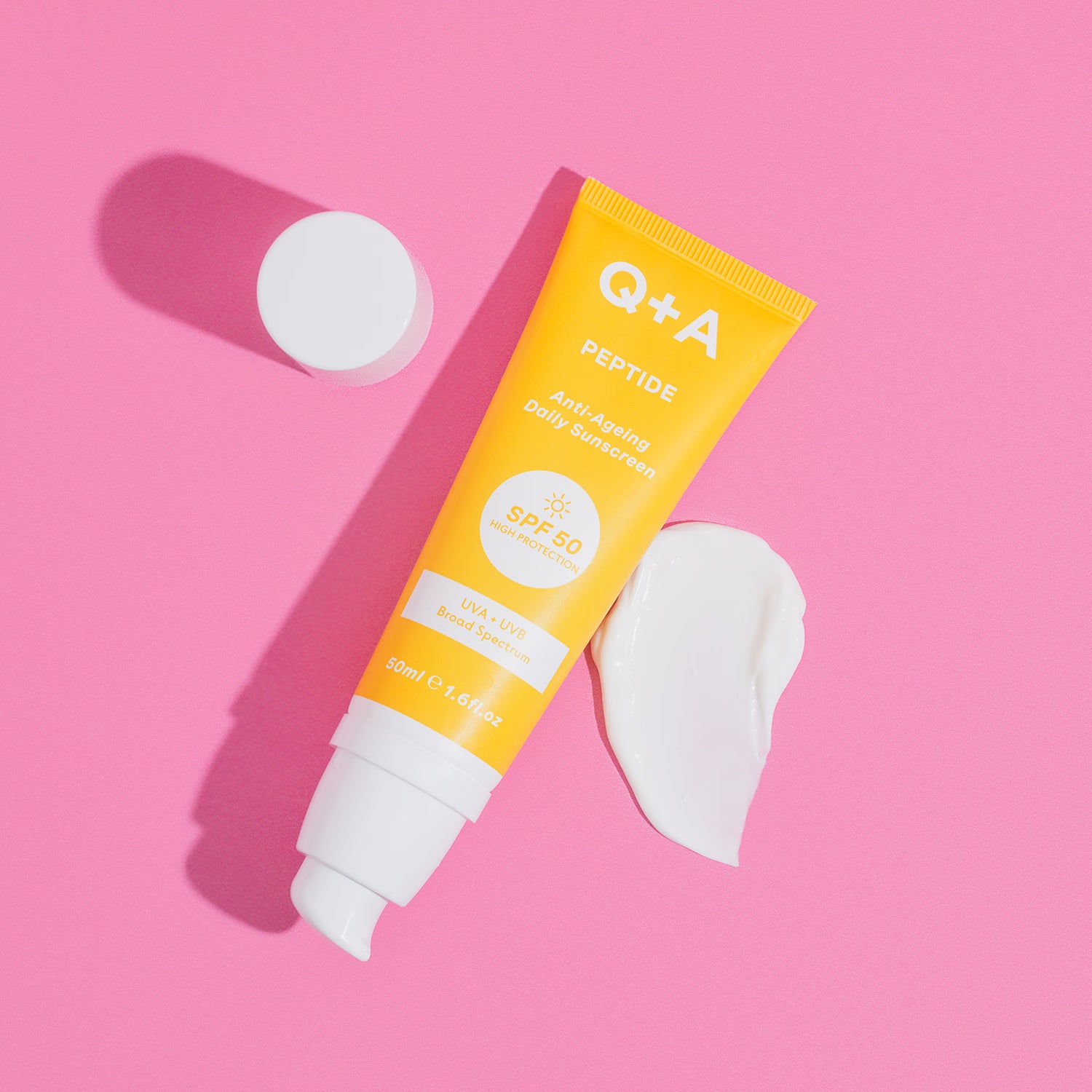 Q+A Peptide SPF50 anti-ageing daily facial sunscreen 50ml, UK version