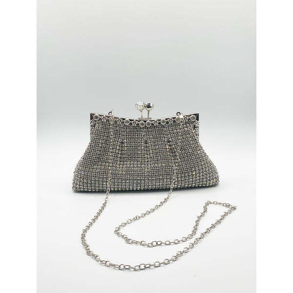 SVNX silver crystal rhinestone clutch bag 24cm, UK version
