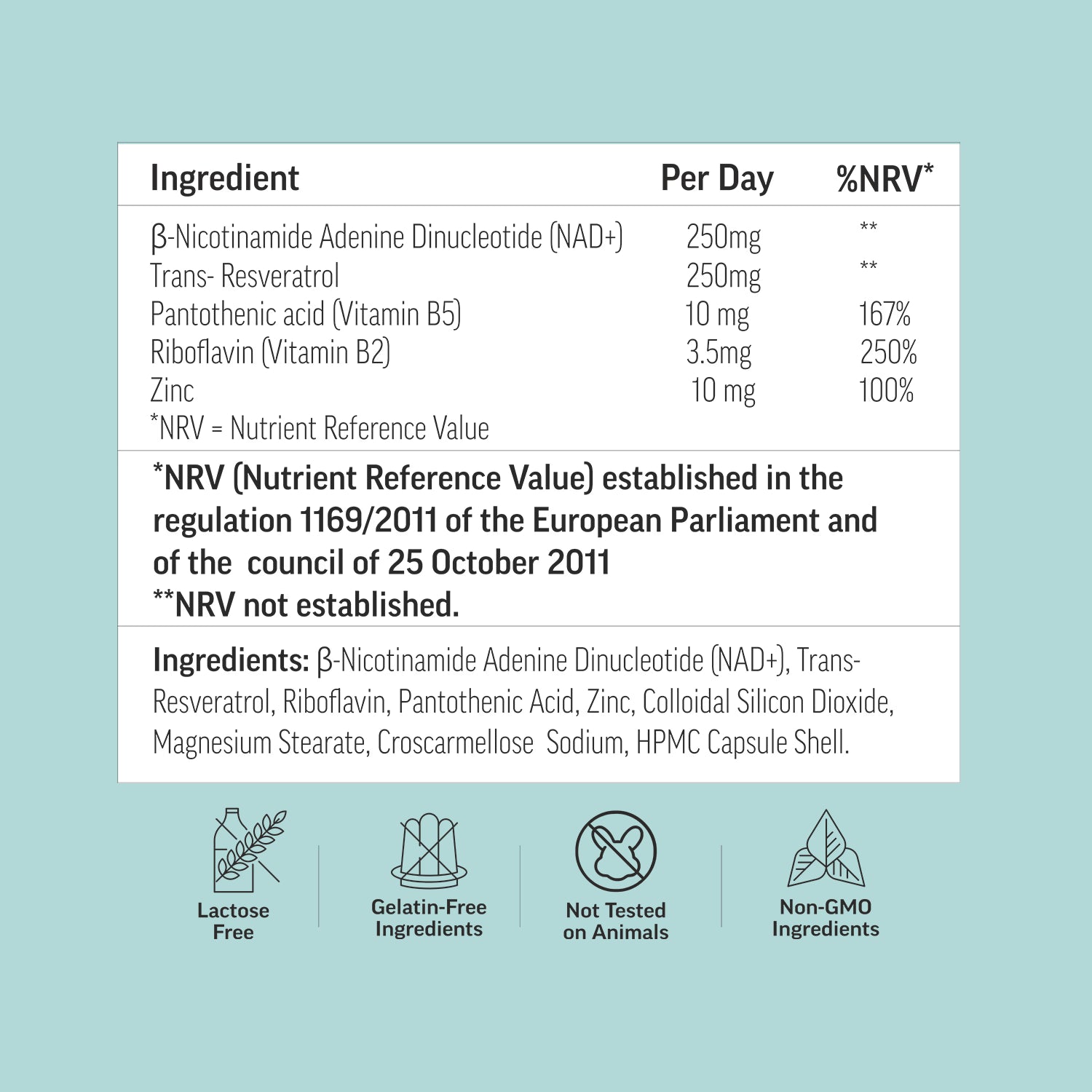Bionutrica NAD+ resveratrol supplement high potency 60 capsules, UK version
