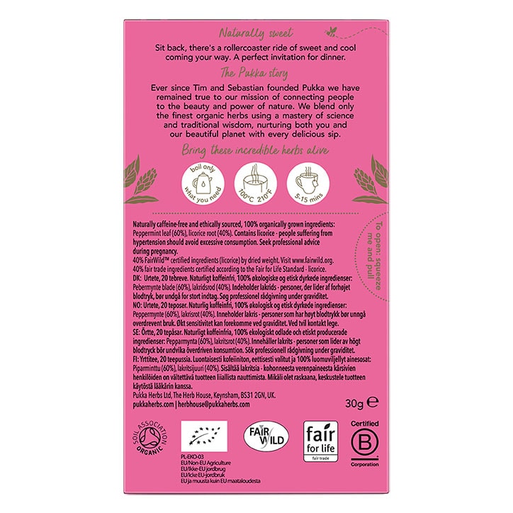 Pukka Peppermint & Licorice Tea 20 Tea Bags Herbal Tea Holland&Barrett   