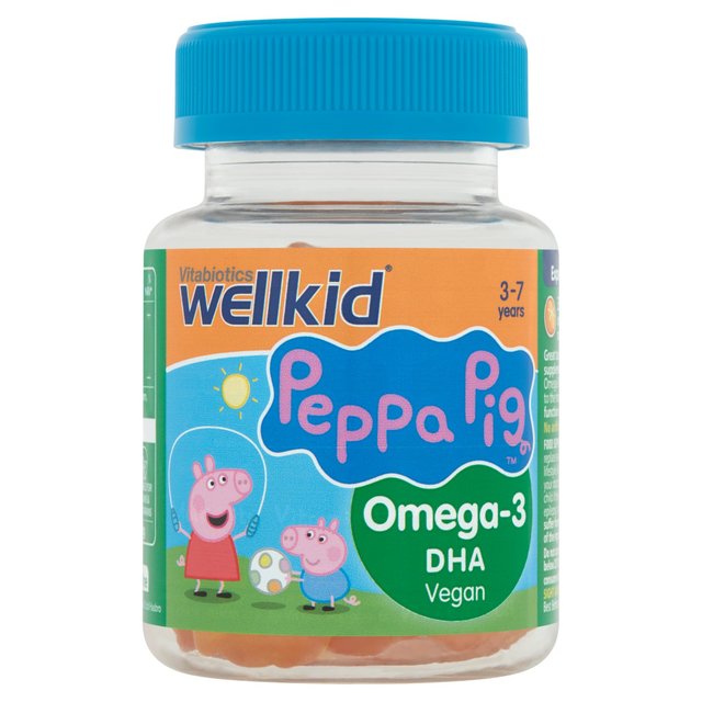 Vitabiotics WellKid Orange Vegan Peppa Pig Omega-3 DHA Jellies 3-7yrs    30 per pack GOODS M&S   