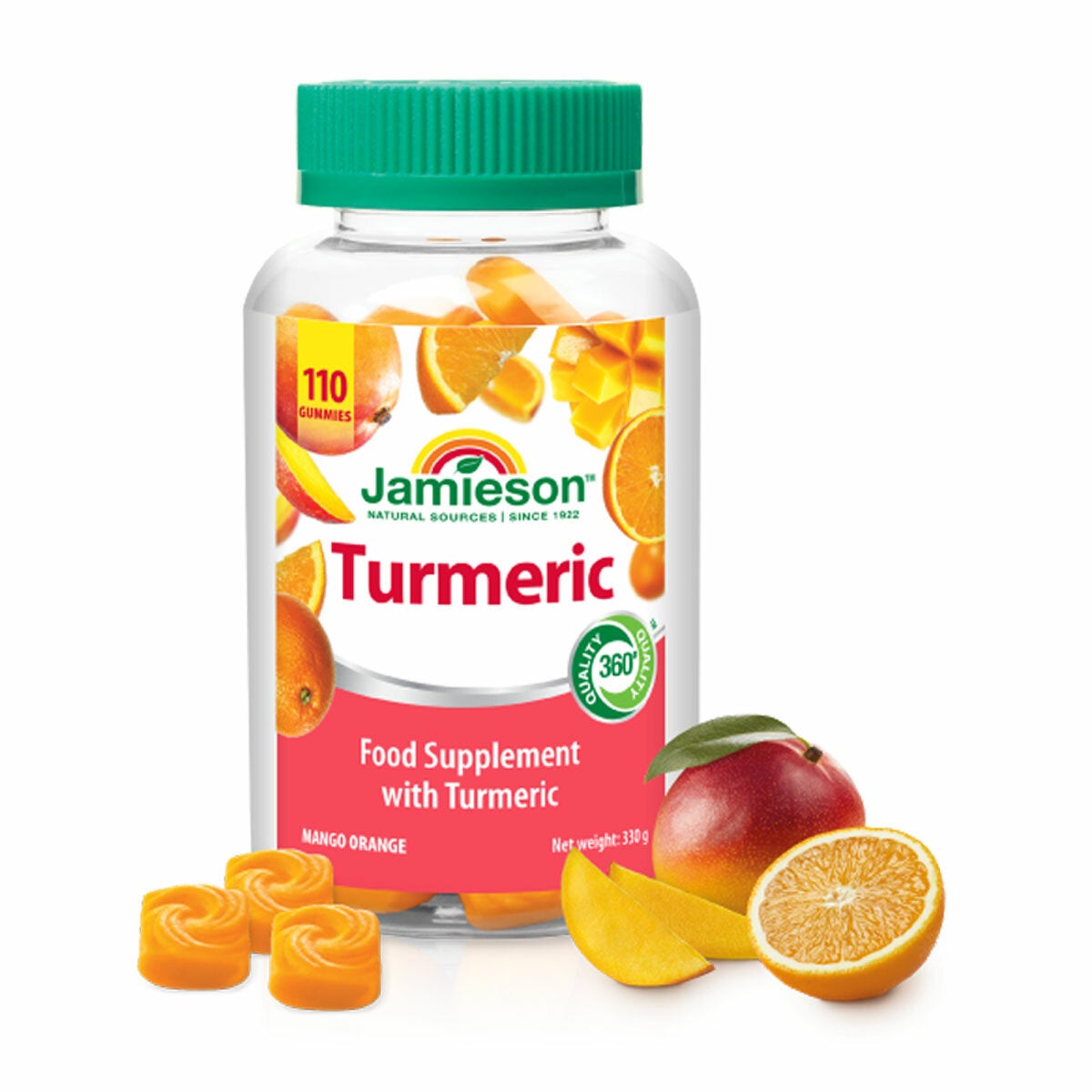 Jamieson Turmeric Gummies mango orange flavour 110 count, UK version