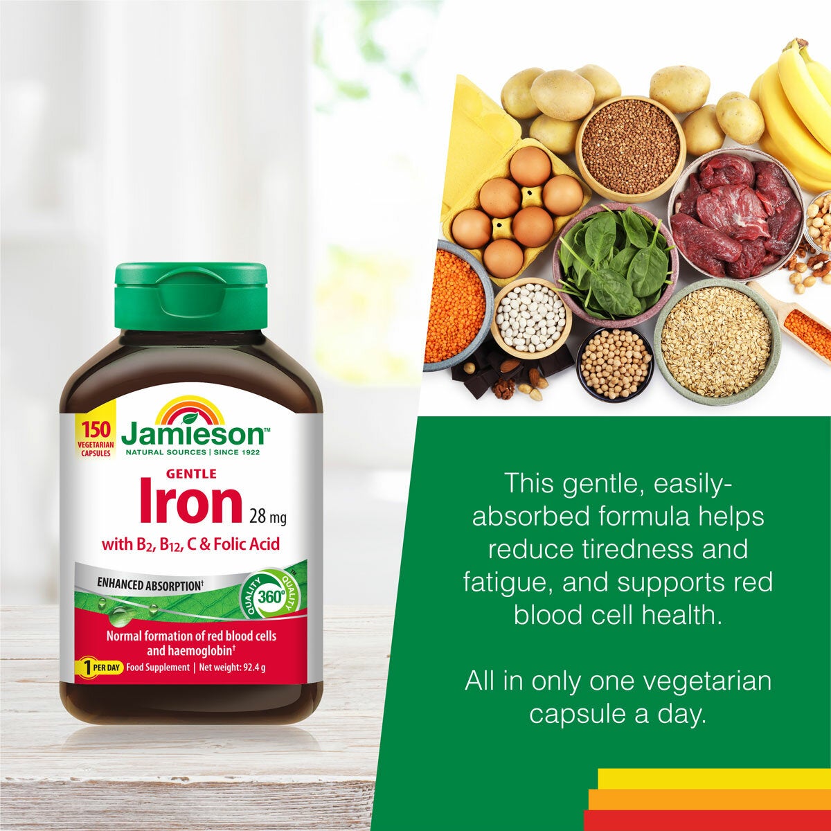 Jamieson Gentle Iron tablets 150 count, UK version
