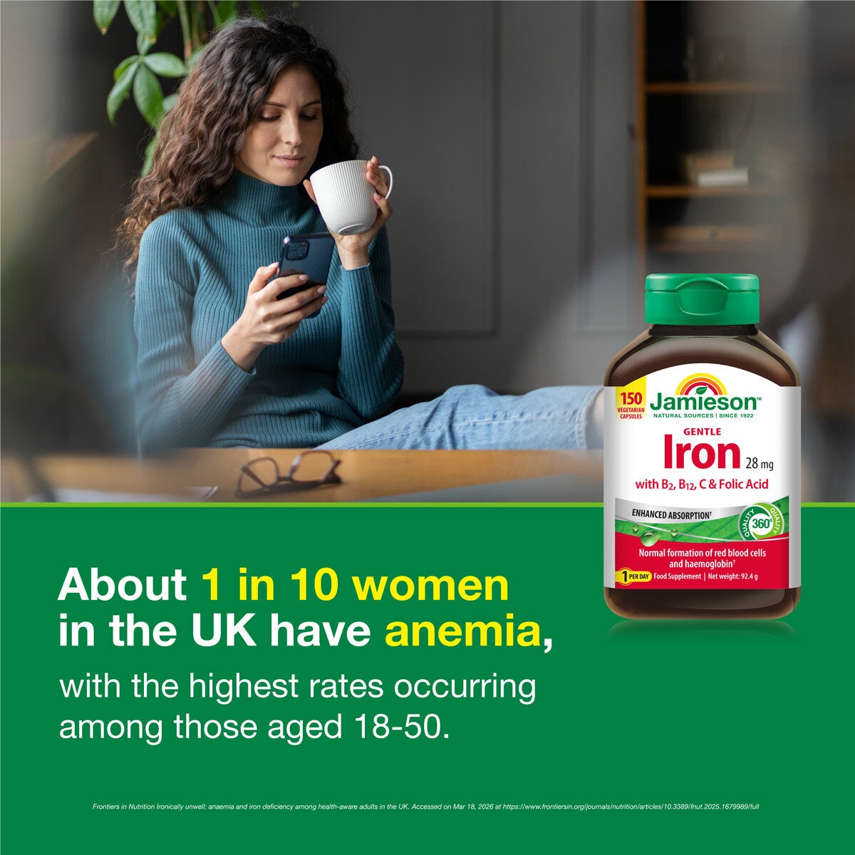 Jamieson Gentle Iron tablets 150 count, UK version
