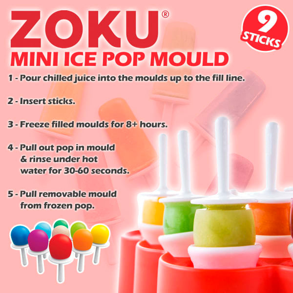 Zoku mini ice pop mould set of 9 - British product