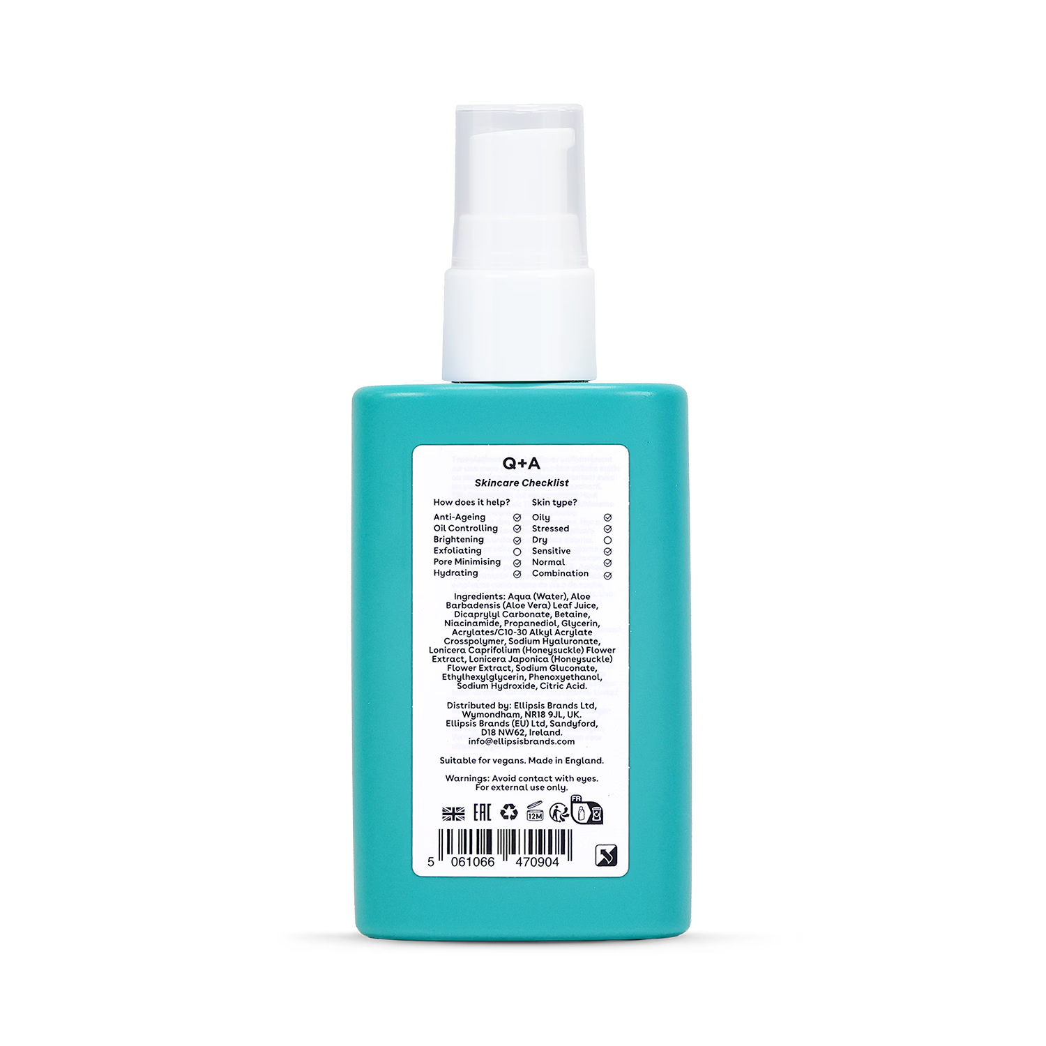 Q+A Niacinamide Oil-Free Moisturiser 75 ml, imported from the UK