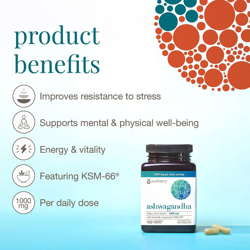 Youtheory ashwagandha supplement 150 capsules (British brand)