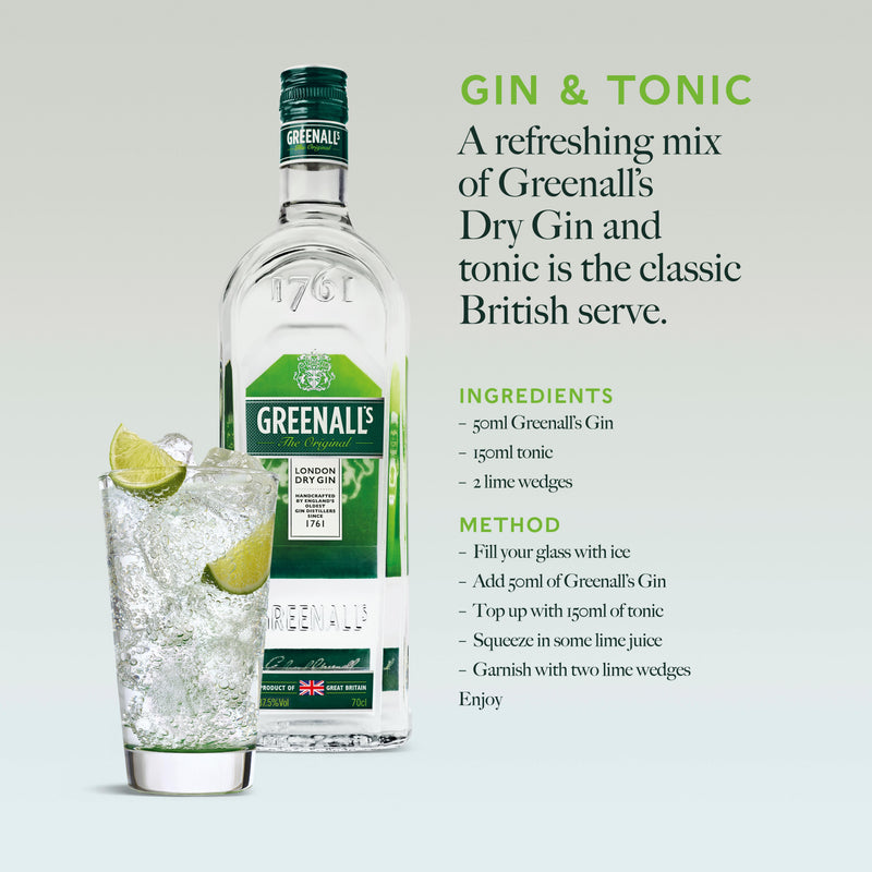 Greenall's Original London Dry Gin 100cl, imported from the UK