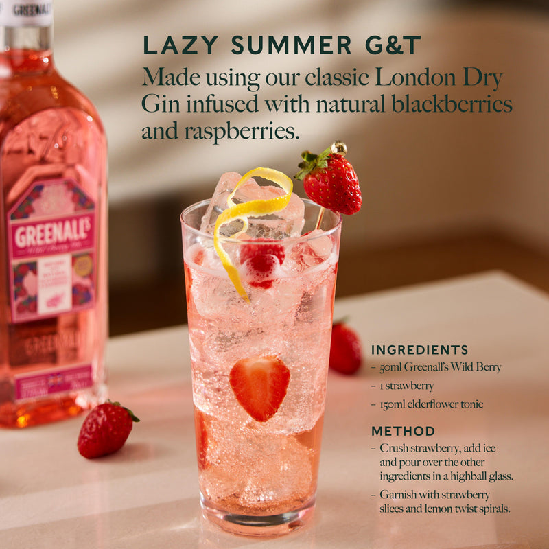 Greenall's Wild Berry pink gin 70cl - British product