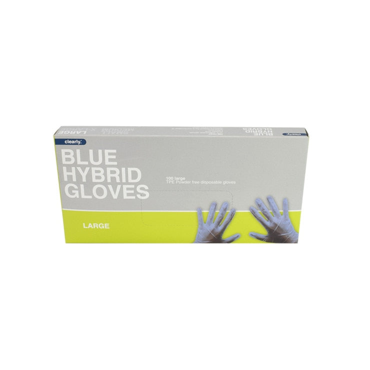 Clearly Professional Blue Hybrid Gloves Medium Pack of 100