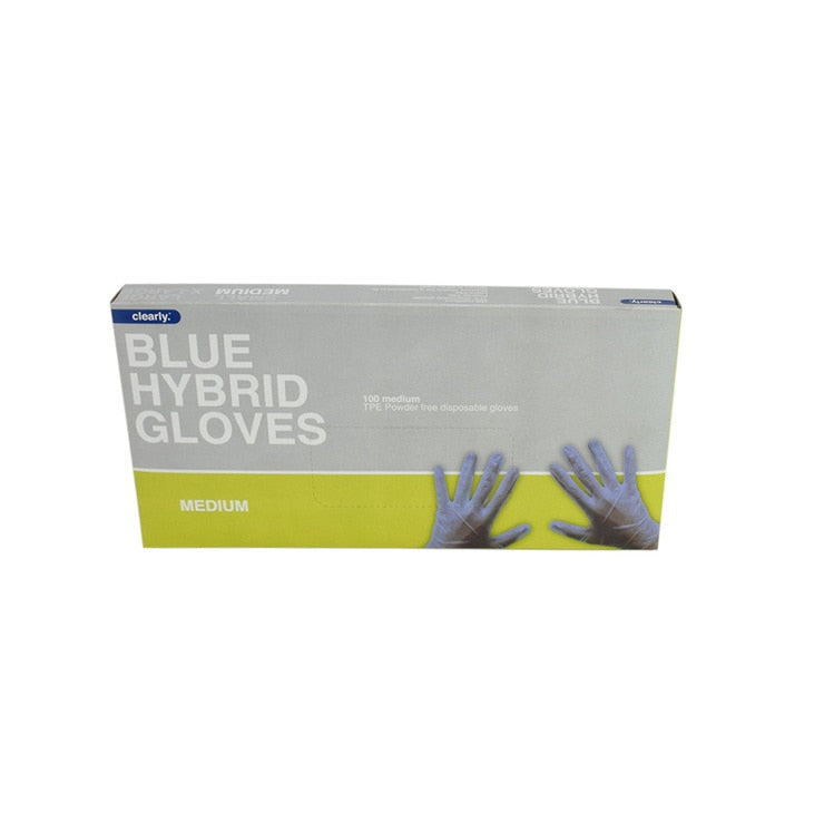 Clearly Professional Blue Hybrid Gloves Medium Pack of 100
