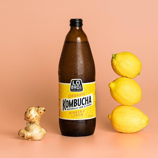 Lo Bros Low Sugar Ginger & Lemon Kombucha   750ml