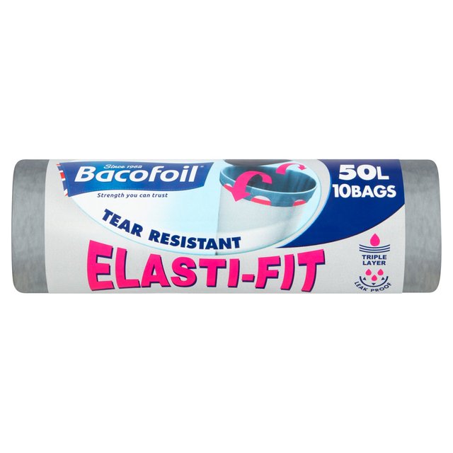 Bacofoil Elasti-Fit Bin Bags 50L   10 per pack