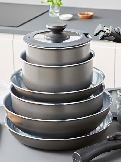 Next Tower Grey 13 Piece Frying Pan and Saucepan Set- Buy online at McGrocer