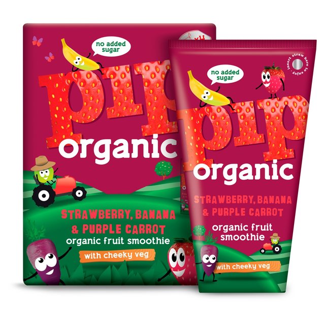 Pip Organic Kids Strawberry Banana & Purple Carrot Smoothie Cartons   4 x 180ml GOODS M&S   