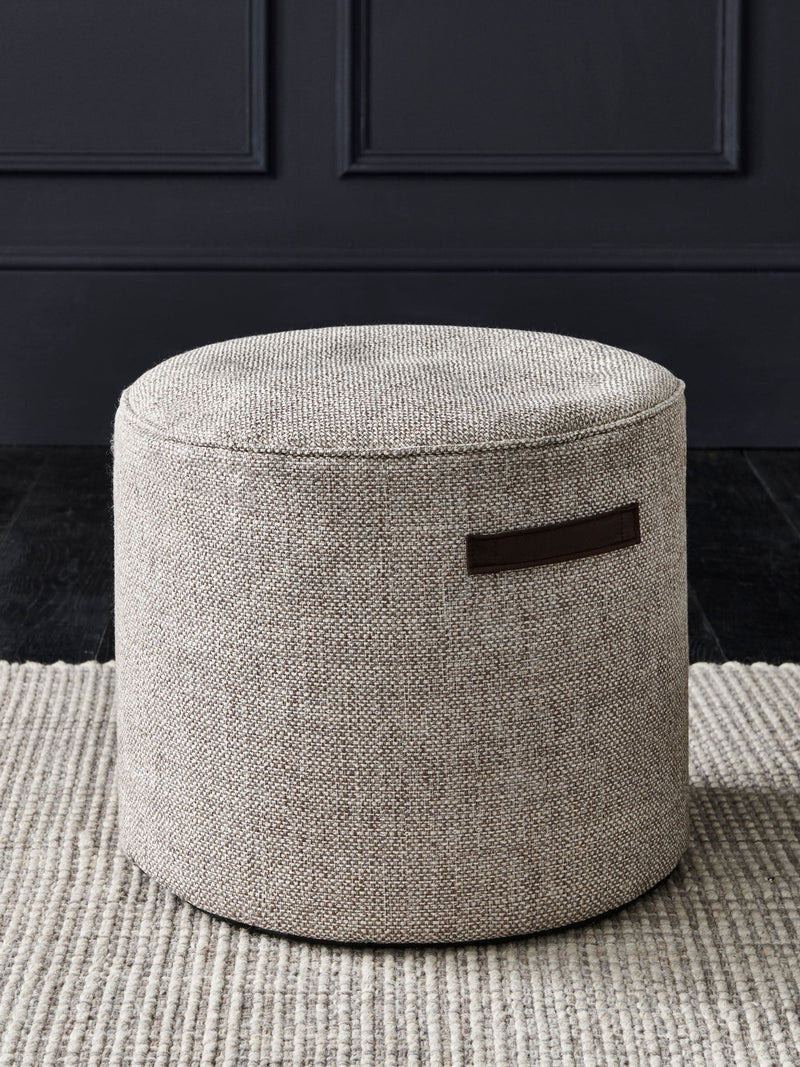 Grey pouffe with handles, imported from the UK