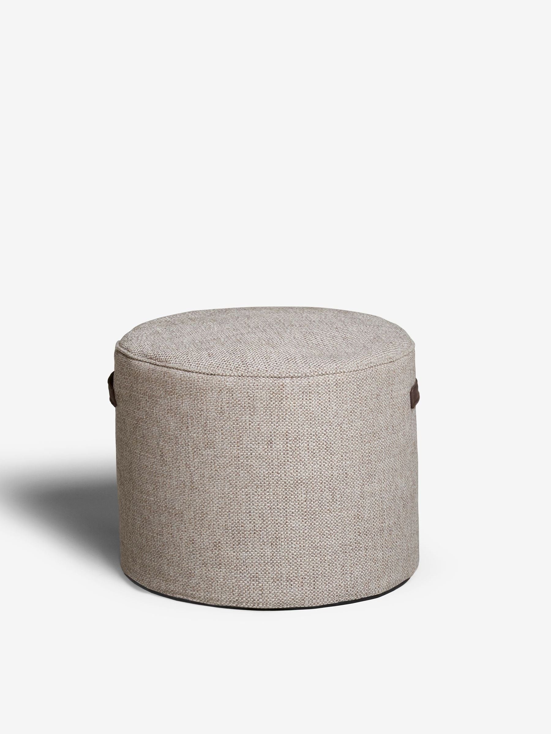 Grey pouffe with handles, imported from the UK