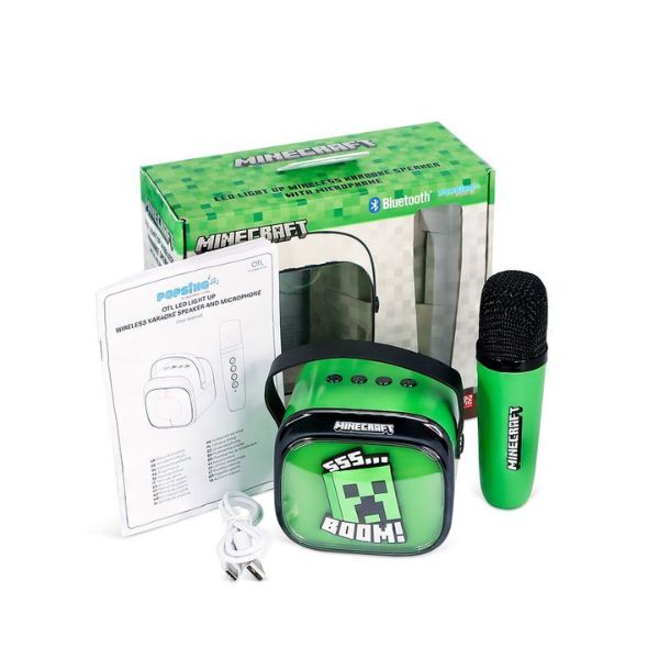 OTL Minecraft Popsing wireless karaoke speaker microphone LED light-up - British product