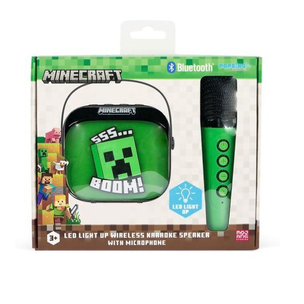 OTL Minecraft Popsing wireless karaoke speaker microphone LED light-up - British product
