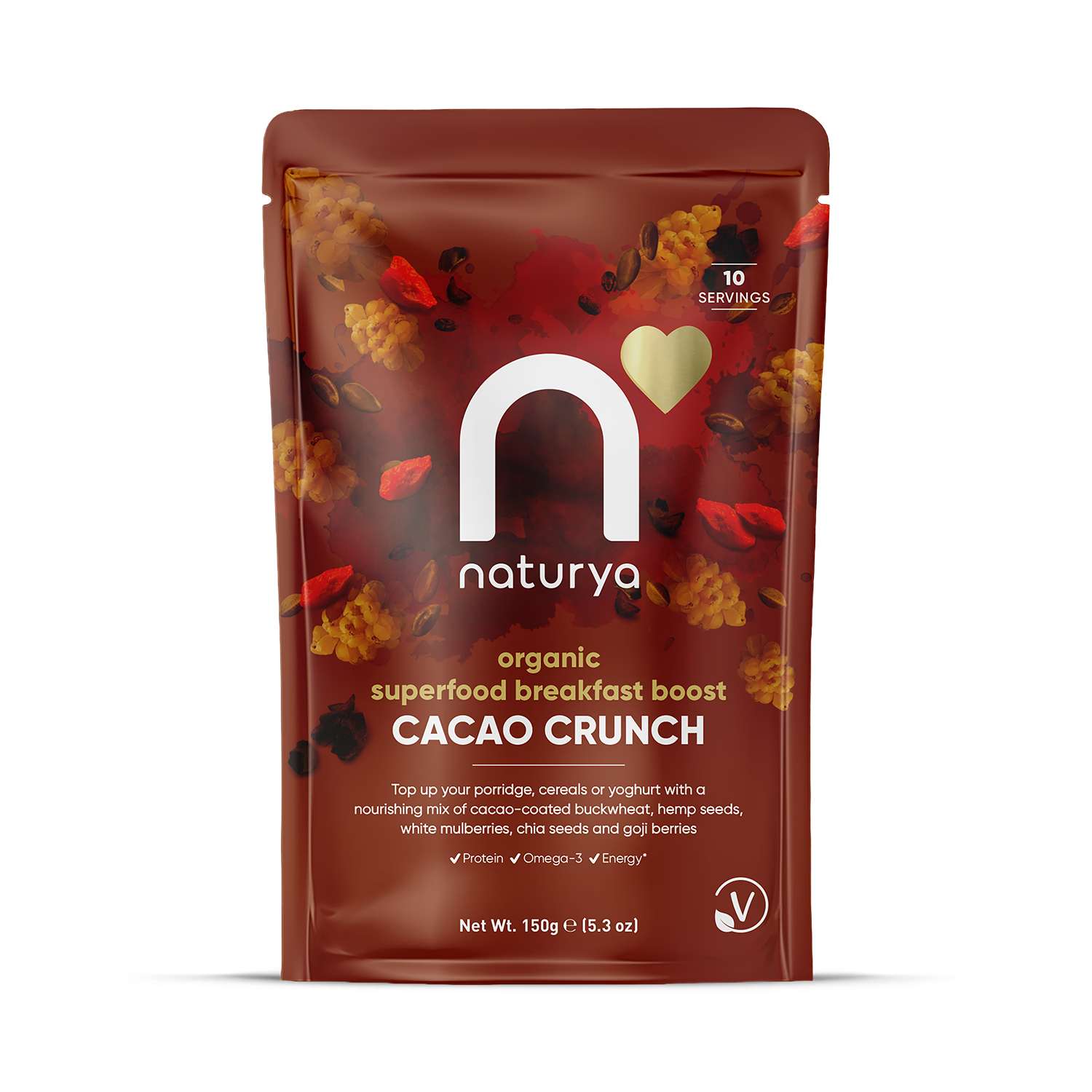 Naturya organic breakfast boost cacao crunch 150g, imported from the UK