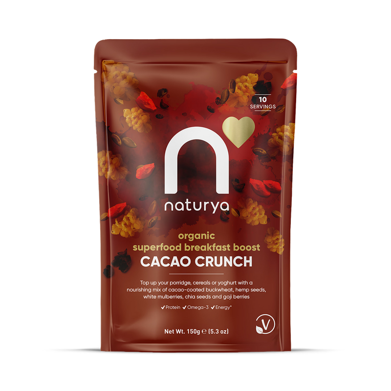 Naturya organic breakfast boost cacao crunch 150g, imported from the UK