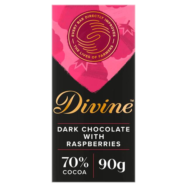 Divine 70% Dark Chocolate with Raspberry   90g GOODS M&S   