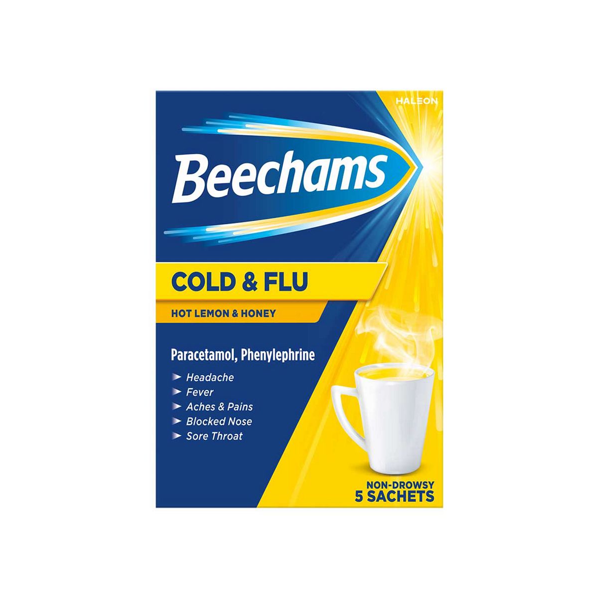 Beechams Cold & Flu Hot Lemon & Honey - 5 Sachets GOODS Boots   