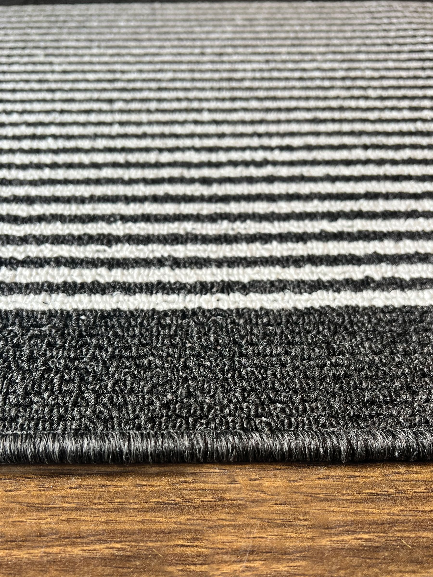 My Mat black utility stripe runner 150cm - British product