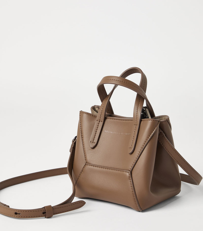 Brunello Cucinelli mini calfskin BC Duo tote bag, imported from the UK
