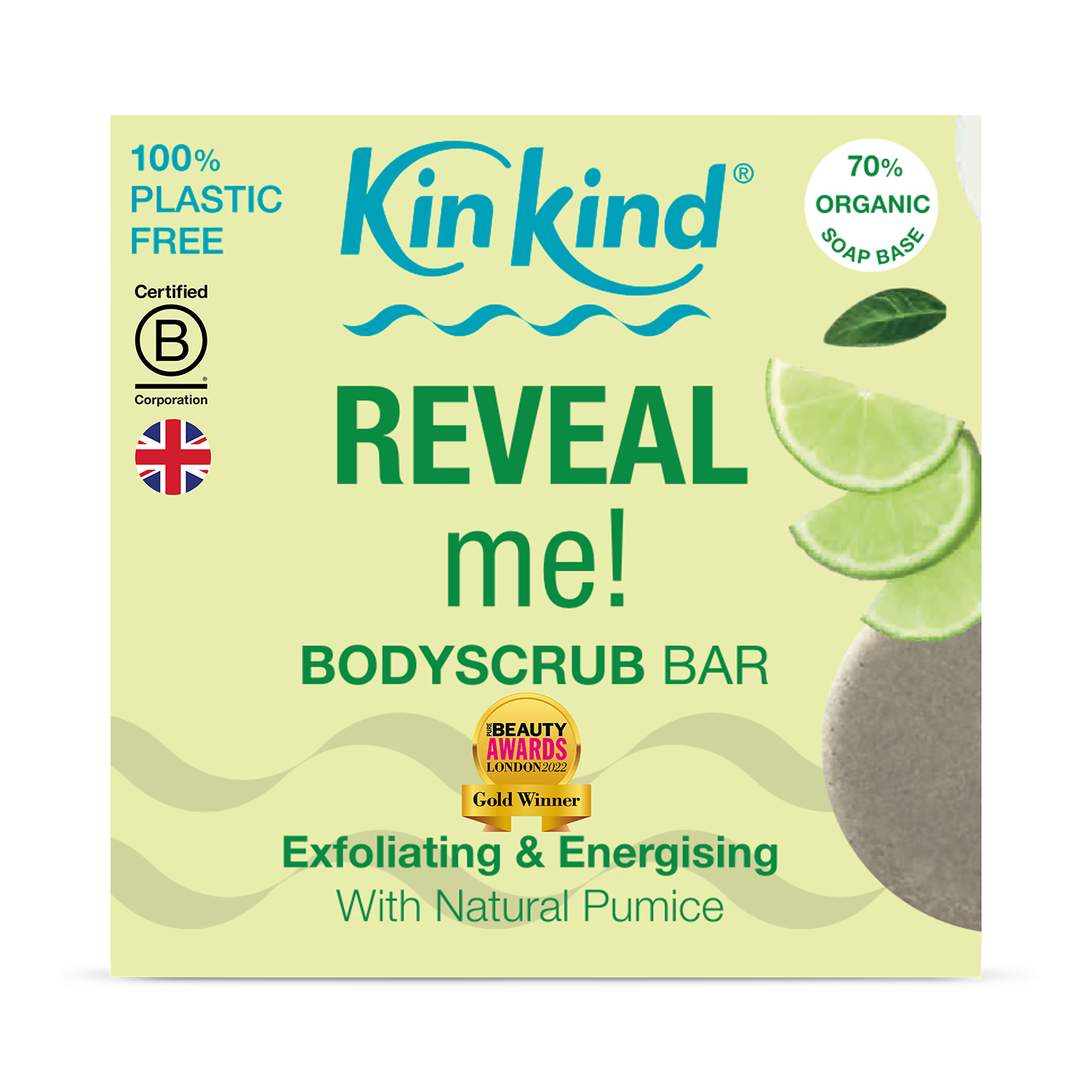 KinKind REVEAL me exfoliating body scrub bar 50g - British product