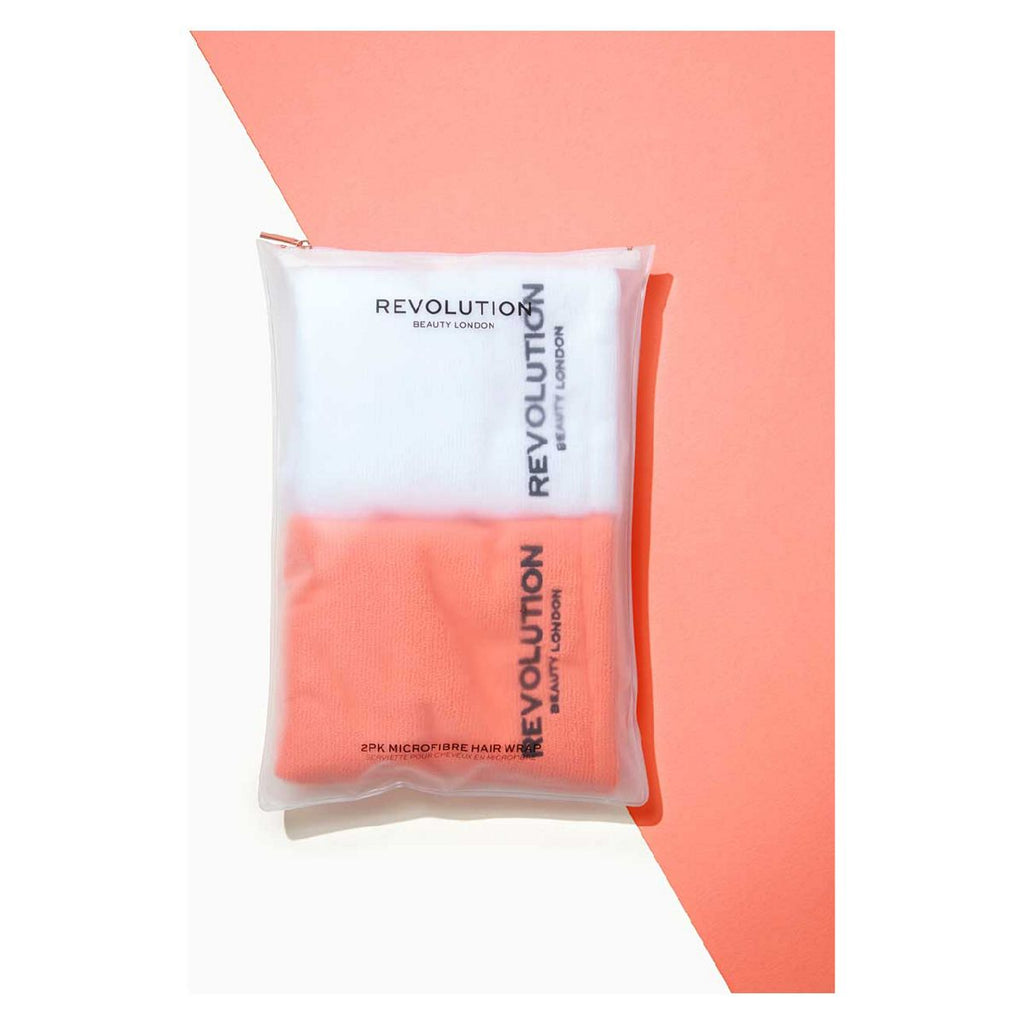 Revolution Haircare 2pk Microfibre Hair Wrap White/Coral