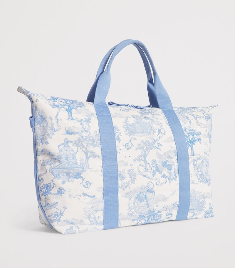 Harrods toile overnight bag set with London landmarks print, UK version