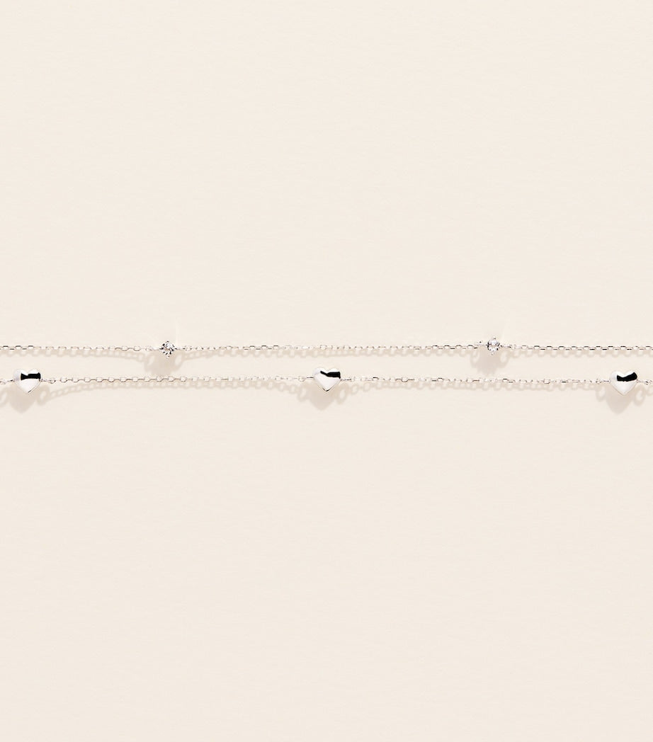 Astrid & Miyu white gold topaz heart bracelet (British brand)