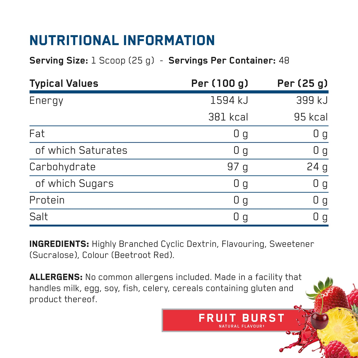 Applied Nutrition Carb X Powder Fruit Burst 1.2kg, UK version