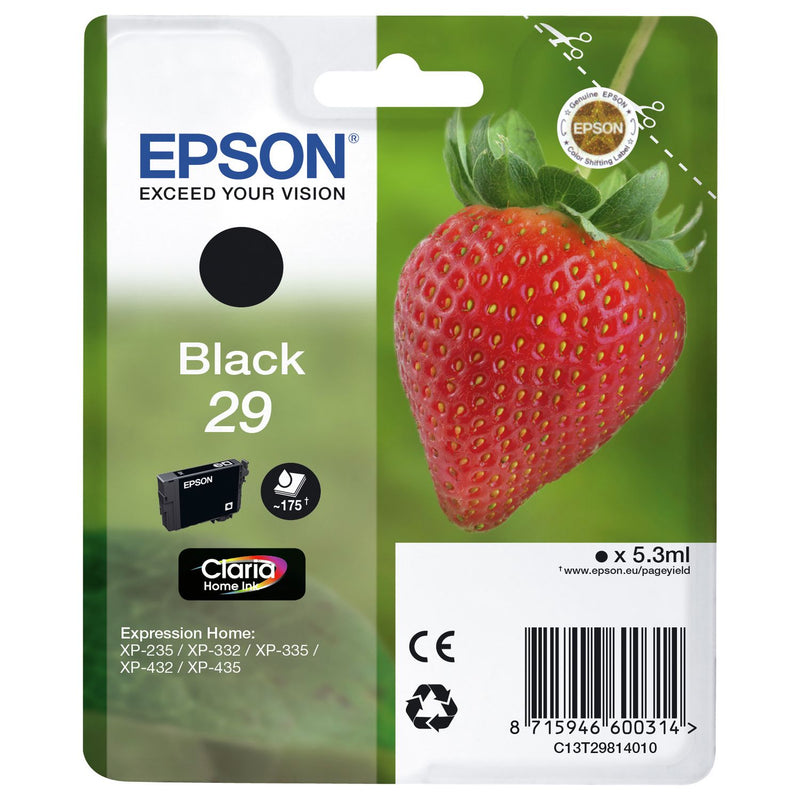 Epson 29 black ink cartridge 5.3ml, imported from the UK