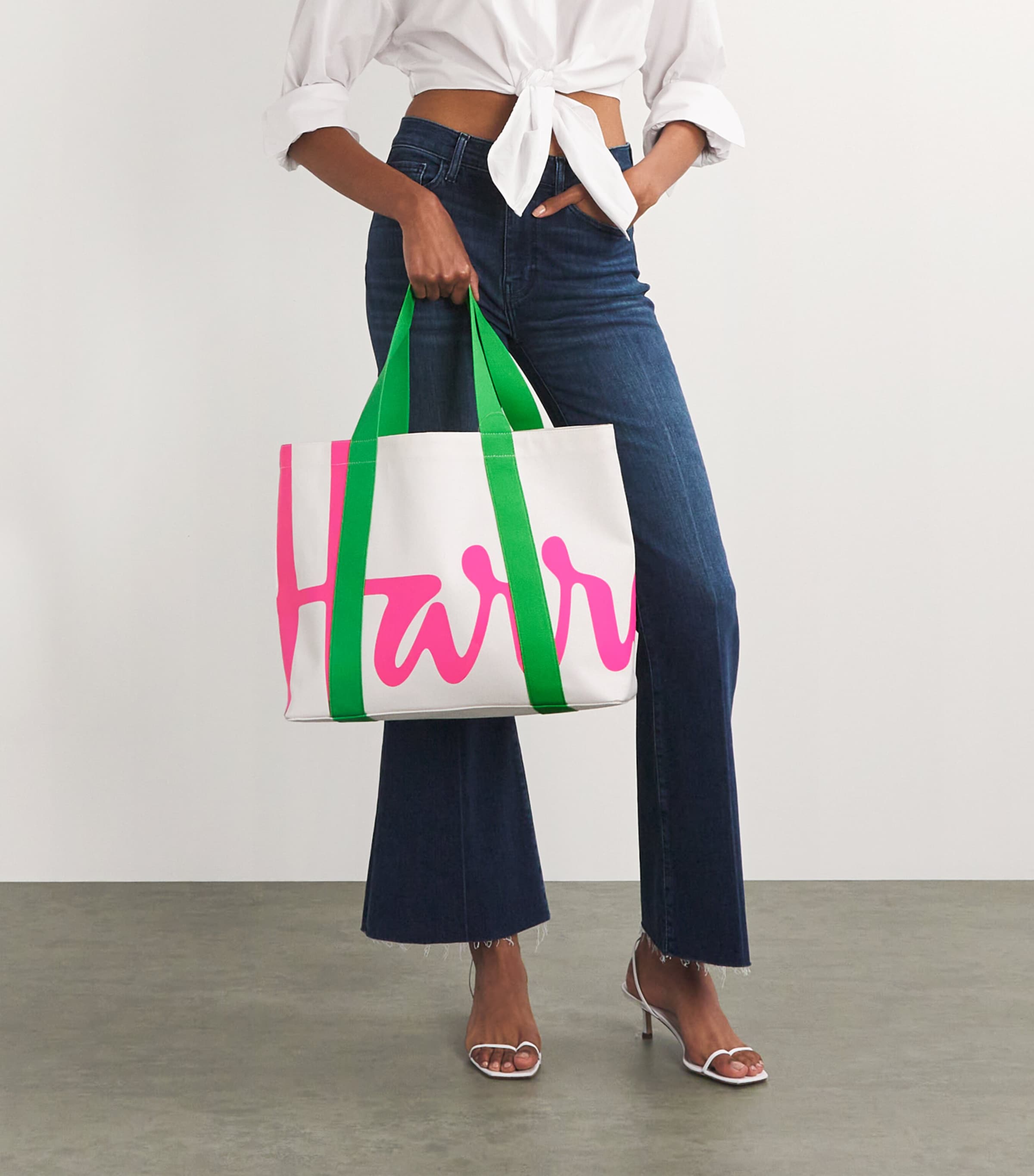 Harrods medium cotton logo tote bag (British brand)