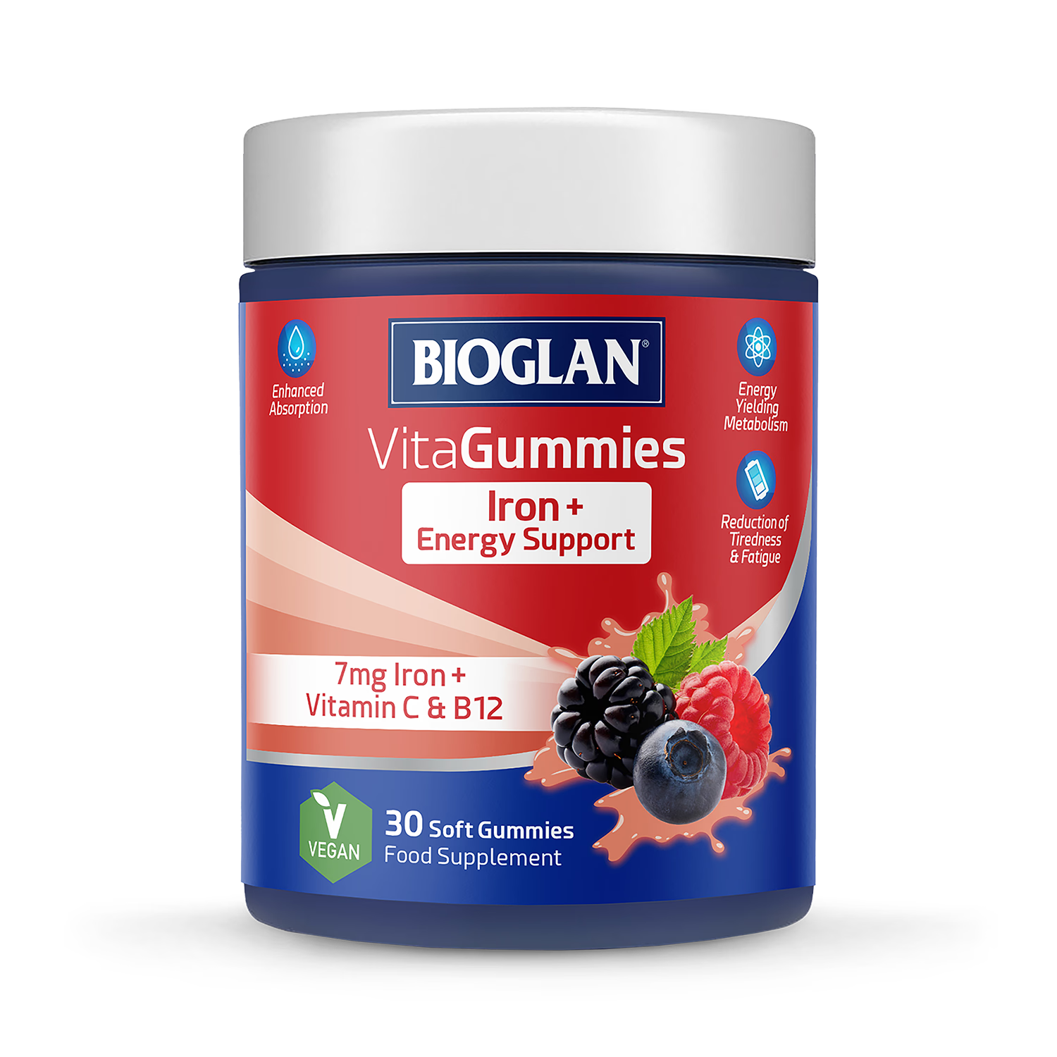 Bioglan iron and vitamin C gummies berry flavour 30 count (British brand)