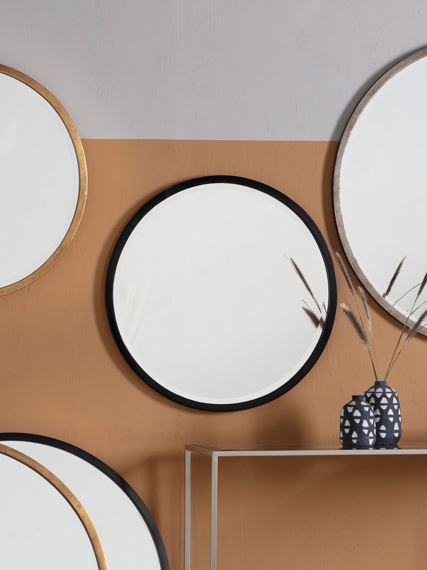 Gallery Home Black Ashford Antique Round Mirror 60cm, UK version