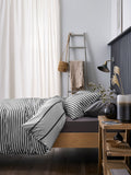 Grey stripe reversible duvet cover and pillowcase set, UK version