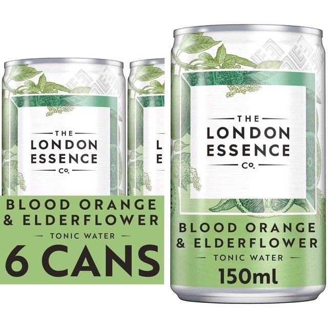 London Essence Co. Blood Orange & Elderflower Tonic Water Cans   6 x 150ml GOODS M&S   