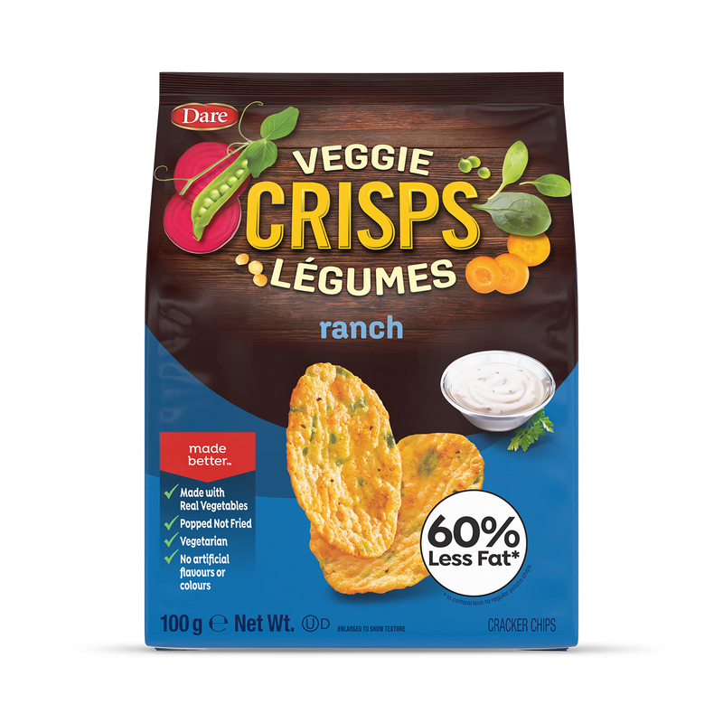 Dare Veggie Crisps Zesty Ranch 4 x 100g Bags, imported from the UK